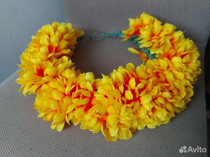 Венок на голову из жёлтых цветов детский взрослый