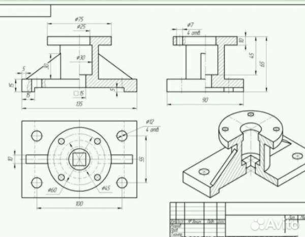 Разработка чертежей 2D, 3D в kompas, solidworks