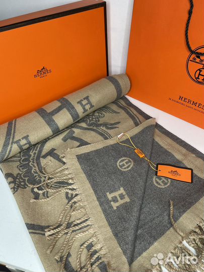 Двусторонний шарф Hermes серый