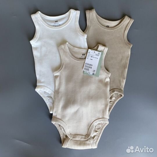 Боди майка в рубчик 3 шт h&m 62, 74, 80, 92