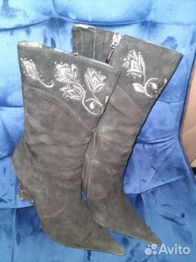 Полусапожки из натуральной замши, р.38