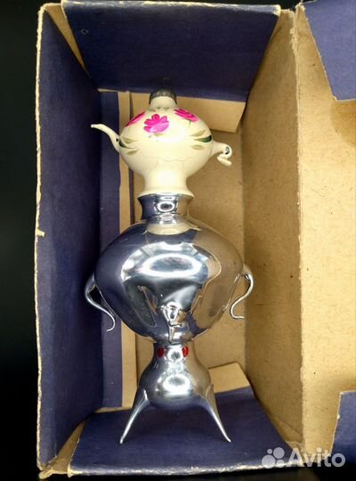 Ёлочная игрушка Самовар большой СССР с коробкой
