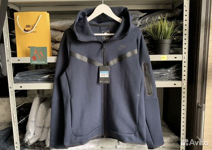 Зип худи Nike tech fleece темно-синий