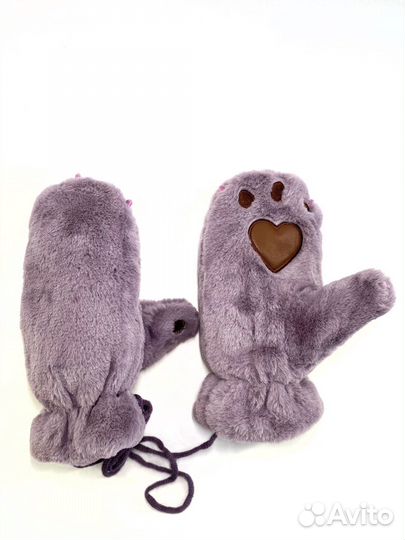 Варежки меховые лапки кошки, зайчика