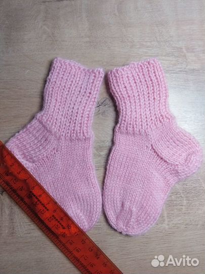 Детские шерстяные носки ручной вязки (10-12 см)