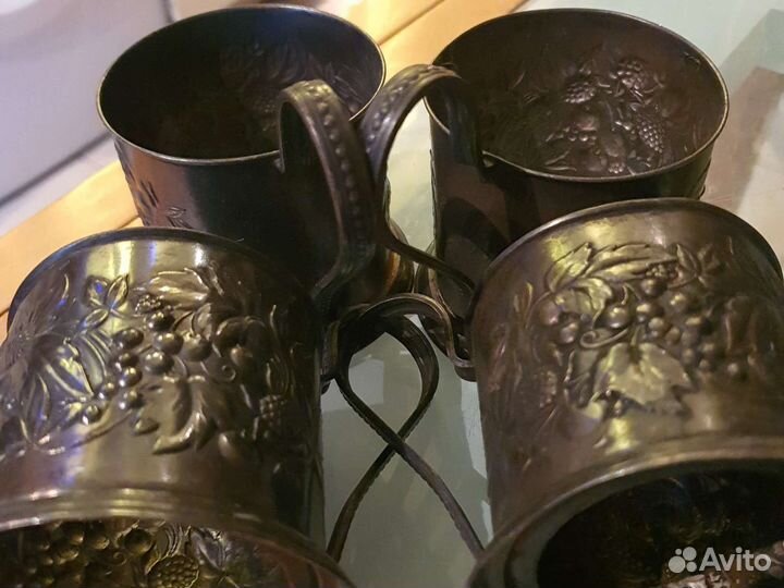 Подстаканник мельхиор с патиной СССР ягоды