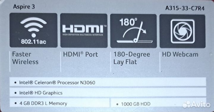 Ноутбук Acer Aspire 3 4Gb