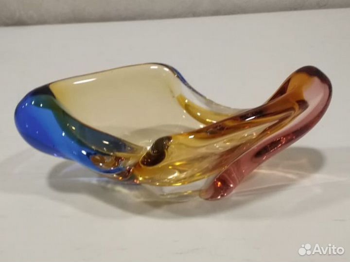 Пепельница/вазочка цветное стекло Чехословакия