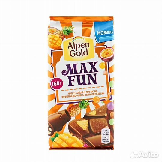 Шоколад Alpen Gold Max Fun манго ананас маракуйя