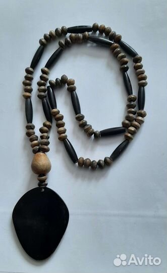 Винтажные бусы из рога африканского буйвола