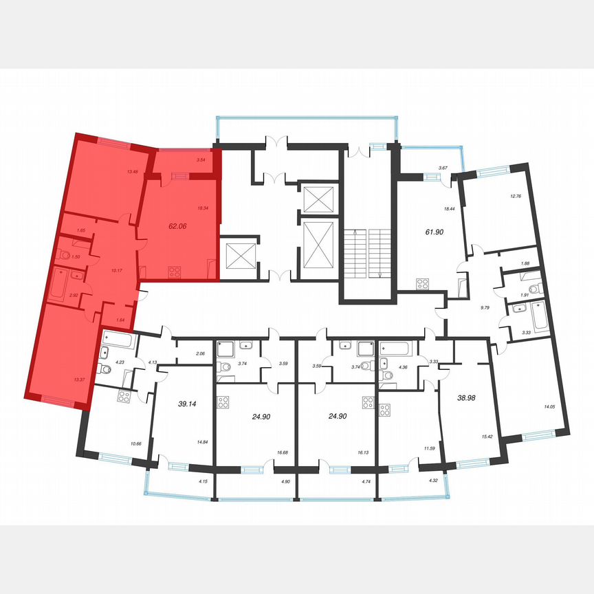 2-к. квартира, 63,9 м², 5/22 эт.