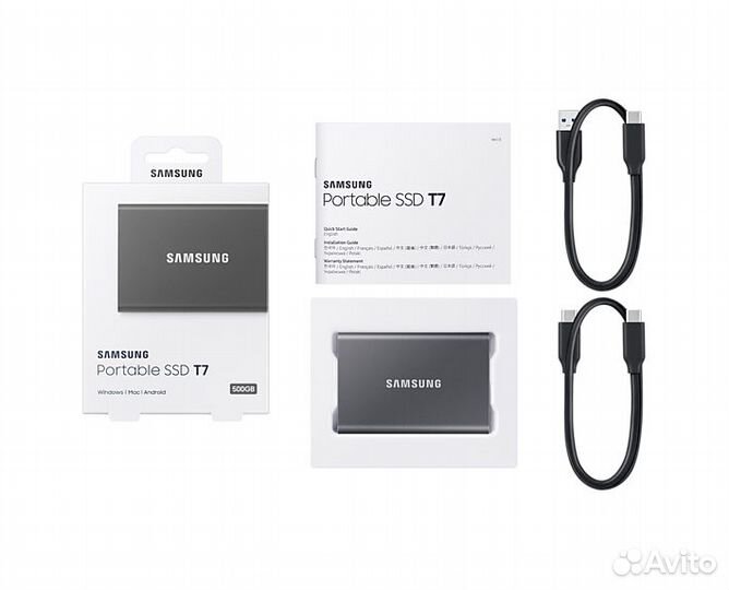500 гб Внешний SSD накопитель Samsung T7, серый (M