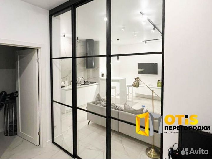 Стеклянная перегородка для зонирования