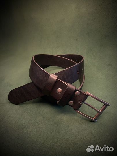 Ремень мужской кожаный ручной работы из кожи быка