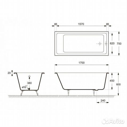 Ванна чугунная Delice Level 170х75 DLR230602