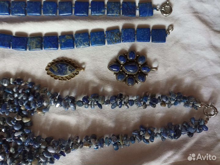 Украшения из малахита и лазурита