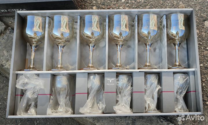 Набор новый бокалов и рюмок Promsiz Янтарь, 12 шт