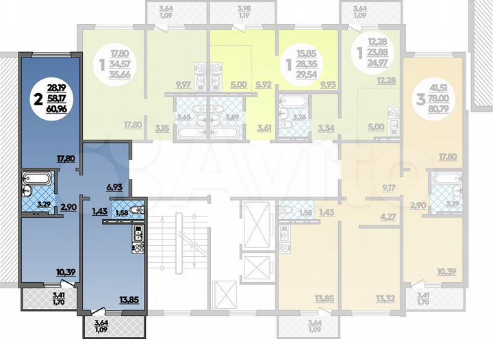 2-к. квартира, 61 м², 10/16 эт.