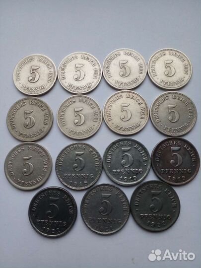 10 и 5 пфеннигов Германии 1890-1922