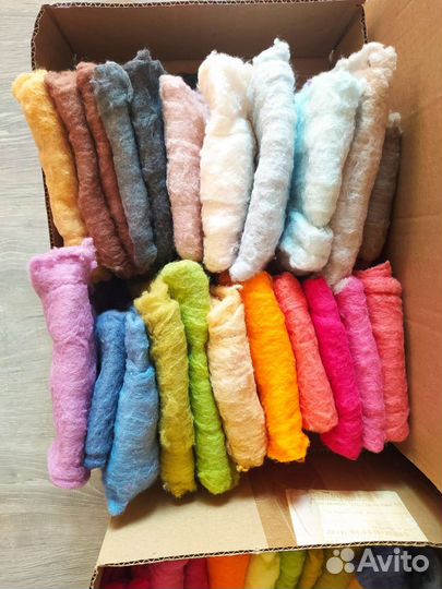 Вата окрашенная хлопковая для игрушек