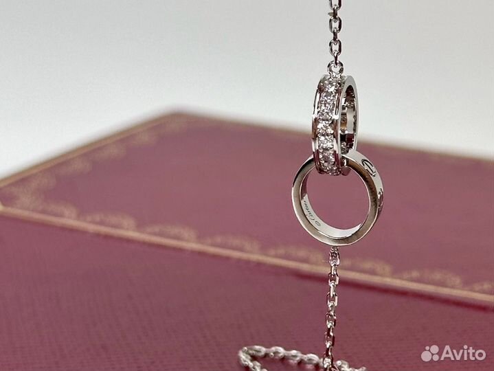 Колье Cartier love белое золото 18K бриллиантами