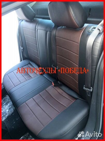 Чехлы Opel Astra H из экокожи чёрно-шоколадные