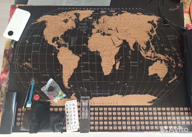 Карта мира, скретч карта, стирающаяся