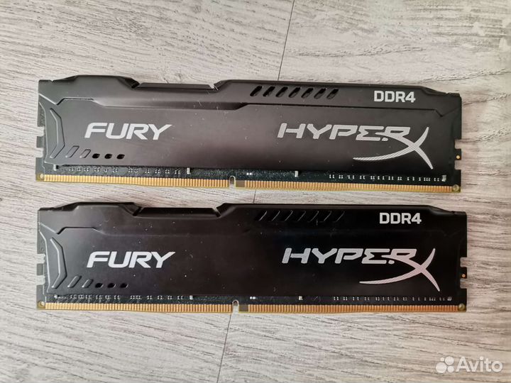Озу 16 gb kingston xyperx fury 2400 kit (2x8) ddr4