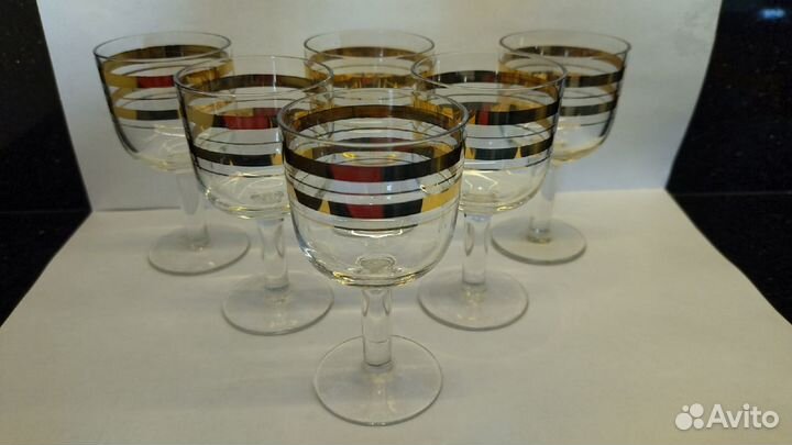 Рюмки. комплект 6шт. стекло, позолота. СССР