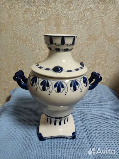 Самовар фарфоровый Гжель