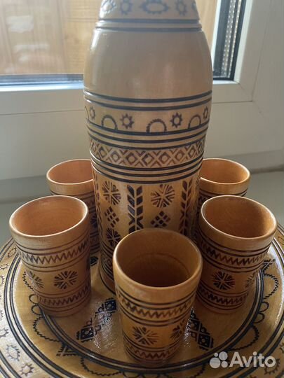 Сервиз СССР, набор посуды из дерева