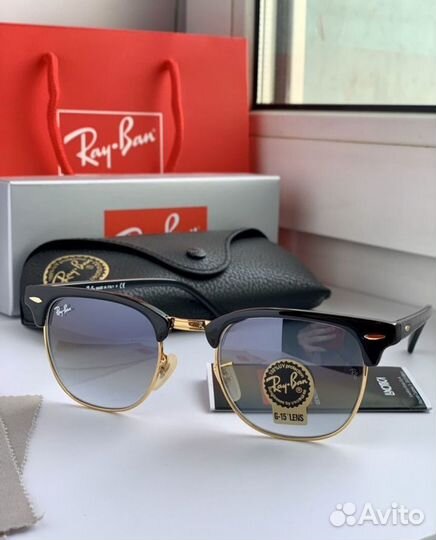 Солнцезащитные очки ray ban clubmaster пепельные