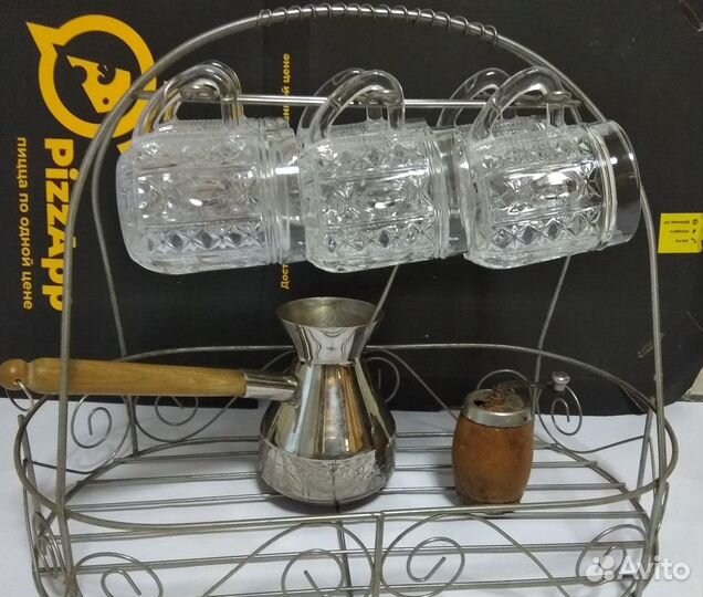 Набор корзина хрустальные кружки для глинтвейна