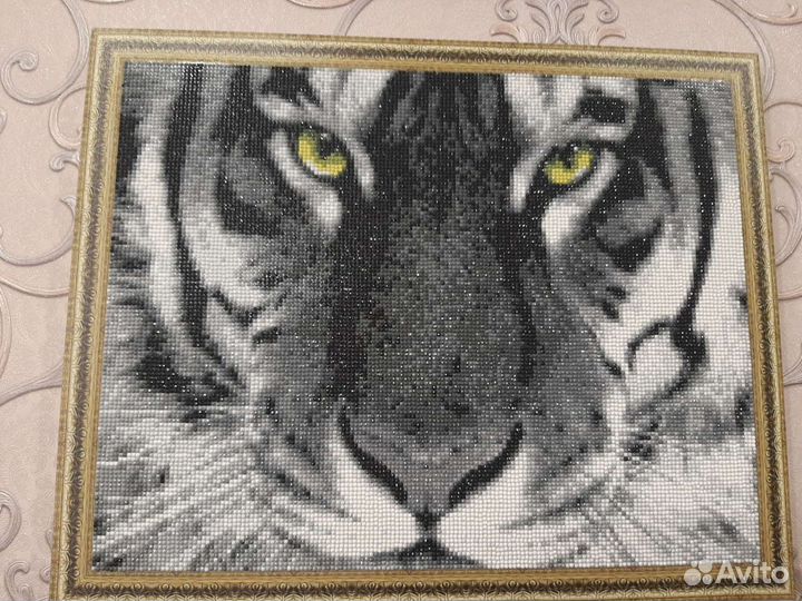 Алмазная мозаика 40*50 Тигр готовая работа