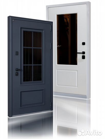Дверь входная металлическая уличная со стеклом
