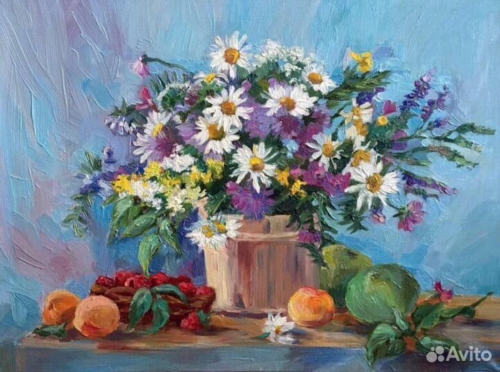 Картина маслом Цветы Ромашки