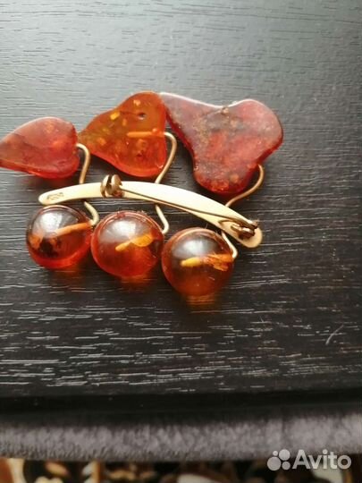 Янтарные бусы брошь винтаж СССР