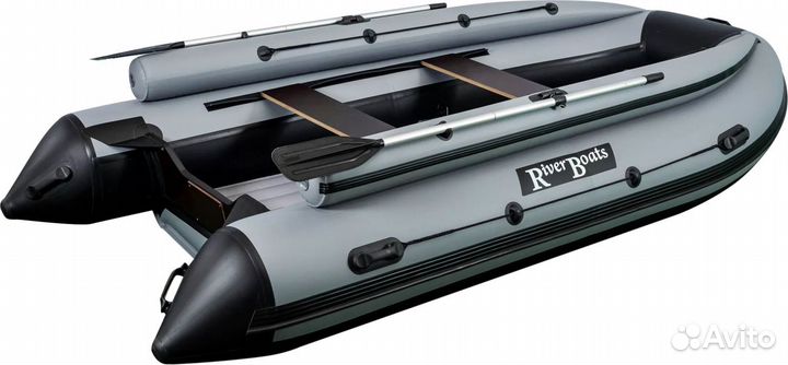 Надувная лодка пвх, RiverBoats RB 410 нднд, ф/б, серо-оранжевый RB410ndfbgo