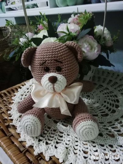 Вязаные игрушки ручной работы Мишка