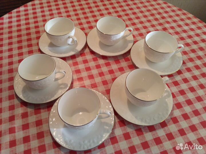 Чайный набор, фарфор, 6 пар