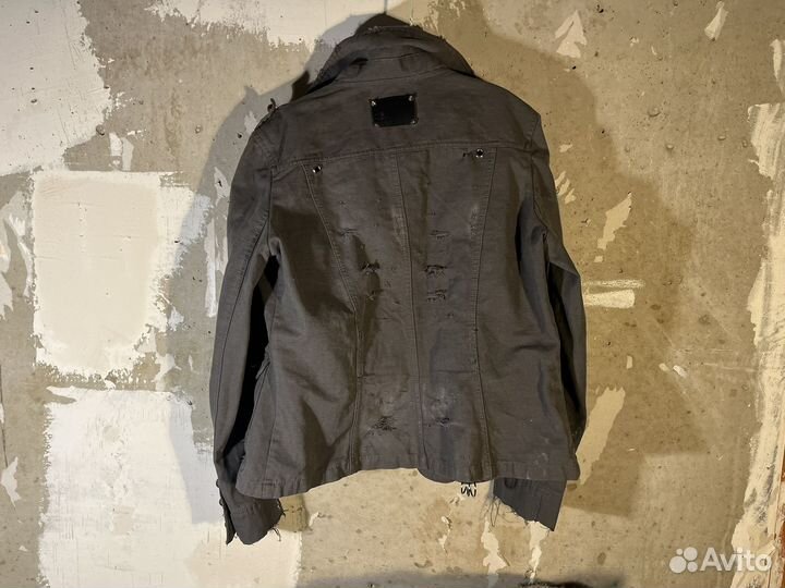 Distressed slim military jacket