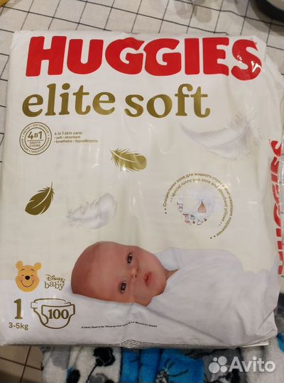 Подгузники Huggies Elite Soft (1) 3-5 кг, 90 шт