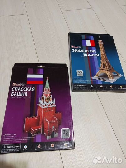 3D модель, пазл Спасская башня, Эйфелева башня