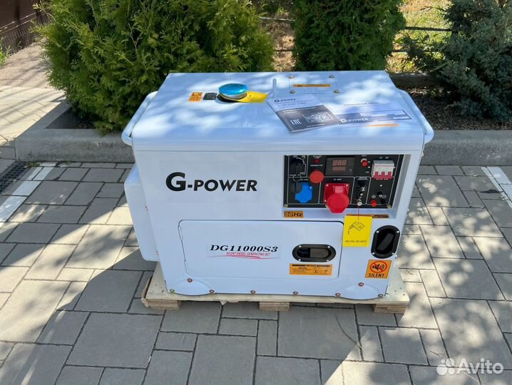 Дизельный генератор 10 кВт g-power трехфазный