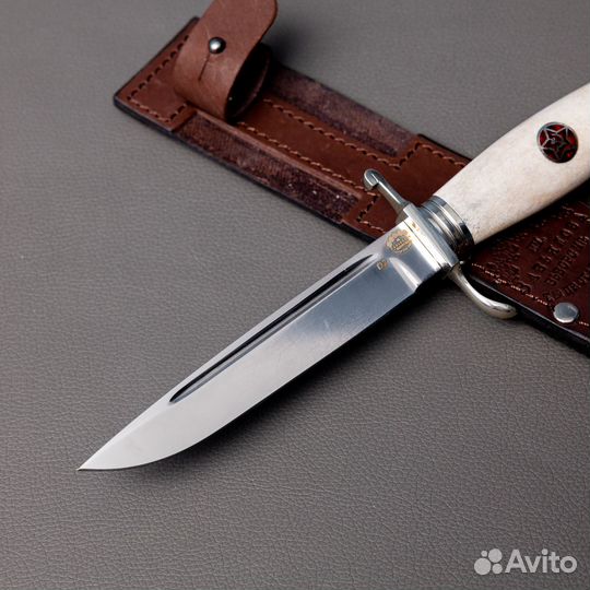 Нож Финка нквд - сталь D2, лосиный рог, звезда
