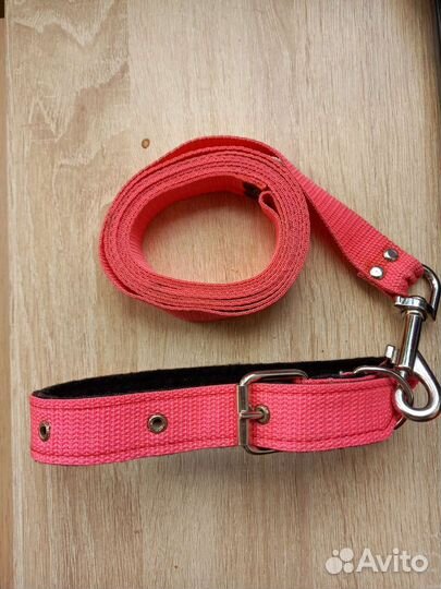 Поводок с ошейником розовый