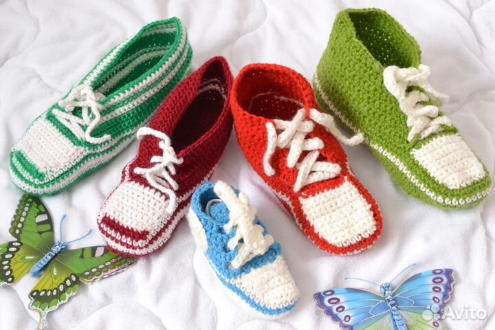 Вязаные тапочки, пинетки детские, носки вязаные