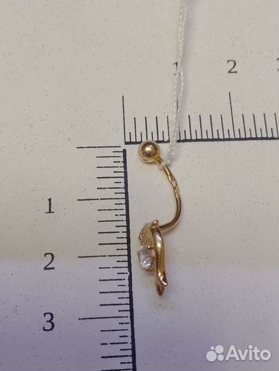 Золотой пирсинг с камнем