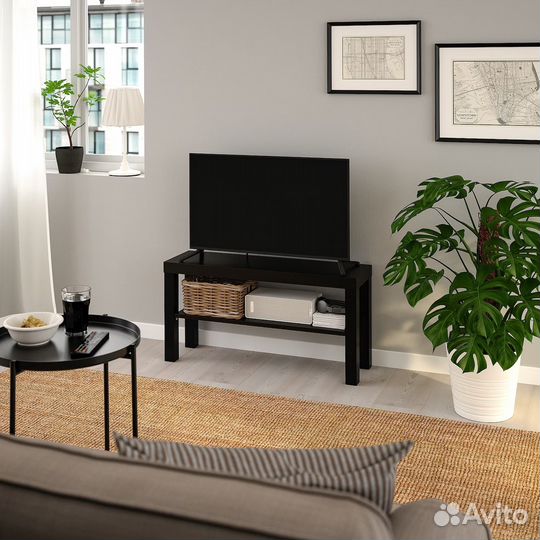 Тумба под тв Лакк черный Икеа 90см