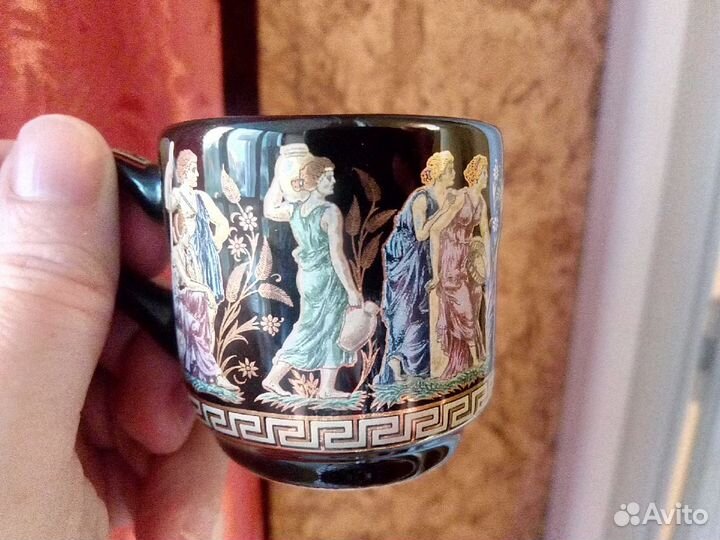 Кофейный сервиз «Греция» с позолотой, 6 персон